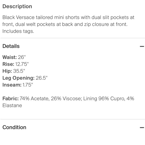 VERSACE Tailored Mini Shorts - Picture 4 of 4